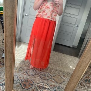 Coral sheer maxi skirt